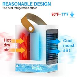 Portable Air Conditioner Fan, Evaporative Air Cooler, Fast Cooling, Built in 3000mAh Battery, USB Rechargeable, with Timer, Quiet, 3 Speeds, Air Filter, for Home, Office and Room