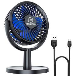 LEMOISTAR USB Small Desk Fan with 4 Speed Strong Airflow, Portable Desktop Table Cooling Fan Powered by USB, Quiet Operation and 310° Adjustment Mini Personal Fan for Home Office Bedroom Car…