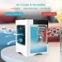 Portable Air Conditioner, Mini Air Cooler, Personal Evaporative Air Conditioner Fan, New Misting Fan with 1 USB Cable, 7 Colors LED Light for Home, Office and Room