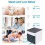 Portable Air Conditioner, Quiet USB Air Cooler with 3-Speed, Personal Air Conditioner with LED Light for Small Room/Office/Dorm/Bedroom