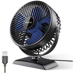 Gaiatop USB Desk Fan, Small but Powerful, Portable Quiet 3 Speeds Wind Desktop Personal Fan, Dual 360° Adjustment Mini Fan for Better Cooling Home Bedroom Office Car Outdoor(Black Blue)