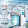 Portable Bedroom Air Conditioner,Cooling Fan, 3 Speed 7 Colors with Handle Personal Air Conditioner Cooler, Rechargeable Silent Evaporative Suitable for Home Room Office and Car