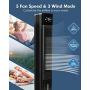 Sunday Living Evaporative Air Cooler, 2-in-1 Tower Fan w/Cooling & Humidification, 1.3 Gal Water Tank, 3 Wind Modes & 3 Speeds, Cooling Fan, Remote & Panel Control, 12-H Timer, 4 Ice Boxes (Black)
