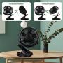 Usb Fan Clip on Fan Battery Operated Fan 5V Fan Personal Fan Mini Desk Fan Car Fan USB Cooling Fan Clip Fan 4 Inch table fan Portable for Desktop, Outdoor, Car, Stroller (Black)
