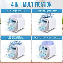 Portable Outdoor Air Conditioner Fan, Evaporative Air Cooler Fan Super Quiet Ice Fan with Led Light 3 Speeds Humidifier Double Ice Box for Home Office Dorm Camping Tent