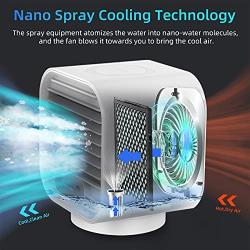 Portable Air Conditioner, Desktop Rechargeable Evaporative Air Cooler and Humidifier with 3 Speeds, Cordless Personal Mini Air Conditioner Fan for Car, Room, Office