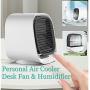 Personal Air Conditioner, Portable Air Conditioner Fan for Small Room Portable Air Cooler with 3 Speeds USB Small Desk Air Conditioner 3 in 1 Cooling Fan Humidifier Mini Air Conditioner for Home Office Room (white-2)