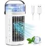 Portable Air Conditioner Fan, MAXROCK Personal Mini Evaporative Air Cooler 3 Speed Super Quiet Desk Air Cooling Fan 7 Colors LED Light Humidifier for Small Room Home Office Camping Car Outdoor