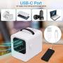 Tohoer Personal Space Air Cooler Usb-C Portable Upgrade Stepless Speed Air Conditioner Humidifier Moist Low Noise Led Light, Small Desk Fan Mini Cooling AC For Desk Home Office Bedroom Outdoor