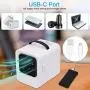 Tohoer Personal Space Air Cooler Usb-C Portable Upgrade Stepless Speed Air Conditioner Humidifier Moist Low Noise Led Light, Small Desk Fan Mini Cooling AC For Desk Home Office Bedroom Outdoor