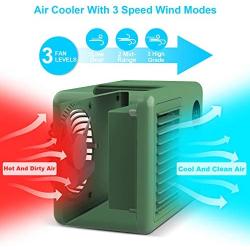 Personal Air Conditioner, 2000 mAh Cordless Mini Air Cooler with 3 Speed Modes, Rechargeable Portable Air Conditioner Fan with 7 Colors Night Light for Desktop, Office, Room