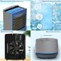 Portable Air Conditioner Cooling Fan Mini Rechargeable Blast Personal Air Cooler Evaporative AC Unit Cordless Desktop Fan with 4 Speeds Motion Sensor for Small Room Home Office Camping(Blue)