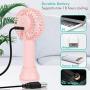 Super Mini Handheld Fan, Pocket Size Portable Battery Fan with Max 18 Hours Working Time, Strong Airflow, 3 Speeds, Natural Wind Mode, Removable Base Personal Fan For Home, Office (Pink))