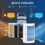 Portable Air Conditioner Fan, Personal Air Cooler, Evaporative Mini Cooler Desk Fans with 400ML Water Tank and 3 Wind Speeds, with Handle, USB Powered, with Atmosphere Light , Desktop Cooling Fan for Room, Home, Office