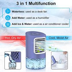 Personal Air Cooler, Portable Air Conditioner Fan, Small Space Evaporative Air Cooler with Timing, 3 Speeds Quiet Humidifier Misting Fan, Desktop Cooling Fan for Room, Home, Office, Dorm