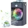 Portable Air Conditioner Mini Personal Cooler Fan 120°Auto Oscillation Rechargeable 3 Wind Speeds 7 Colors Night Light Air Cooler Mist Humidifier with Handle for Office/Room/Dorm/Outdoor