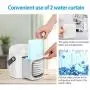 Portable Air Conditioner 4 in 1 Personal Air Cooler Fan with 4 Ice Tray USB Rechargeable Mini Quiet Evaporative Humidifier Fan with 7 LED Light Battery Operated 3-Speed Desktop Cooler for Home/Office