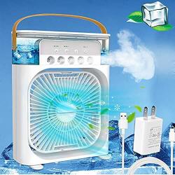 Portable Air Conditioner Fan,Personal Air Cooler Mini Quiet Evaporative with AC adapter, Humidifier Misting Fan, 1/2/3 H Timer, 3 Speeds,60°Adjustment for Office, Home, Room,Dorm,Outdoor- White