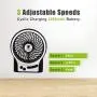 LETTON Portable Mini USB Fan Rechargeable Battery with 3 Speed LED Light for Home-Black