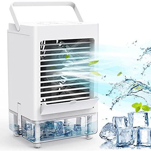 Personal Air Cooler, Portable Air Conditioner Fan with 1/2/4/8H Timer, 5000mAh Rechargeable Battery Operated 3 Wind Speeds & 3 Refrigeration, Ice Cooler Fan for Home Bedroom Office Outdoor