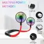 Anglink Hands Free Neck Fan, USB Rechargeable Portable Fan, 3 Speeds Mini Wearable Fan, Personal Fan with Colorful LED Lights for Traveling Camping Office, Black Red Anglink Hands Free Neck Fan, USB Rechargeable Portable Fan, 3 Speeds Mini Wearable Fan, Personal Fan with Colorful LED Lights for Traveling Camping Office, Black Red