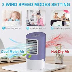 Personal Evaporative Air Cooler, Humidifier Portable Mini Space Air Conditioners Desk Fan with 3 Wind Speeds for Room Office Home Travel, Purple By Page Hodge (Purple)