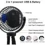 Portable Fan For Baby Stroller - Used as power bank ,50H 12000mAh Mini Cooling Small Bed Fan ,USB Rechargeable,Battery Operated Fan With Flexible Tripod, Fans Clip On Stroller/Car Seat/Bike(Black)