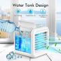 Personal Air Conditioner, Portable Air Conditioners with Icebox, Mini Air Conditioner with 3 Speeds, Table Fan for Room & Office, Air Humidifier, Air Cooler with USB Cable, Quiet, 7-Color Night Light