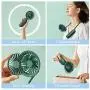 JISULIFE Mini Handheld Fan, Portable Baby Stroller Fan, Battery Powered Personal Hand Fan with Strong Wind, Night Light USB Rechargeable, Multifunctional Quiet Fan for Hand, Stroller, Desk - Green JISULIFE Mini Handheld Fan, Portable Baby Stroller Fan, Battery Powered Personal Hand Fan with Strong Wind, Night Light USB Rechargeable, Multifunctional Quiet Fan for Hand, Stroller, Desk - Green