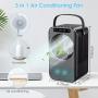 Nuaer Portable Air Conditioner, Air Cooler with 600ML Water Tank, Desktop Air Conditioning Fan with 7 Colors Lights & LED Display, 2/4Timer, 3 Speeds, Suitable for Bedroom, Office and Home