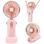 Handheld Fan, Uluker Small Personal Fan with 4800mAh Battery Operated [6-20 Working Hours], Rechargeable Eyelash Fan for Makeup, Women, Men, Travel (Pink)