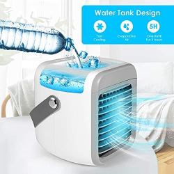 Portable Bedroom Air Conditioner,Cooling Fan, 3 Speed 7 Colors with Handle Personal Air Conditioner Cooler, Rechargeable Silent Evaporative Suitable for Home Room Office and Car