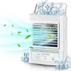 Personal Air Cooler,Rechargeable Battery Operated 60°&120° Auto Oscillation,Portable Air Conditioner Fan with 3 Wind Speeds & 3 Refrigeration,Ultra Quite Ice Cooler Fan for Home Bedroom Office Outdoor