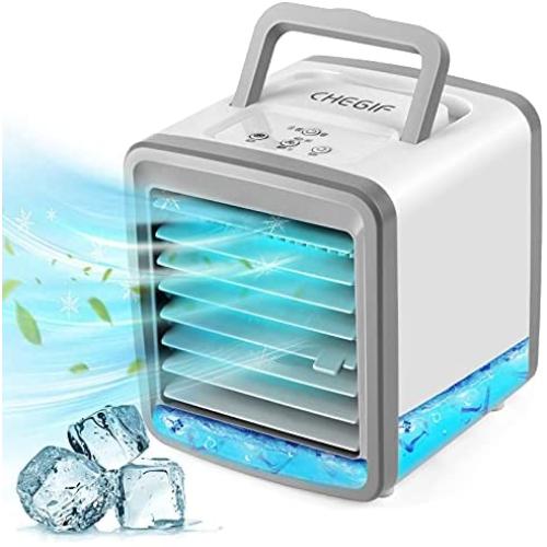 CHEGIF Portable Air Conditioner,Evaporative Mini Air Cooler Fan with 7 Colors Light,Low Noise Desktop Mini Cooling Fans for Home,Office,Outdoors