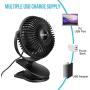 BESKAR USB Powered Clip on Fan, 6 Inch Portable Fan with Strong Airflow,3 Speeds Small Fan with Sturdy Clamp, Quiet Personal Desk Fan for Office Table Bedroom Kitchen