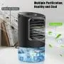 MZTDYTL Portable Air Conditioner, Mini Personal Air Cooler Quiet Desk Fan with 3 Speeds 7 Colors, Portable AC Unit Humidifier Misting Fan with Handle for Home Office Room Dorm