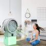 Portable Cooler Fan with Humidifier for Desk, Small Personal Air Conditioner with 500ml Water Tank, Quiet Misting Fan with 3 Cooling Speeds 7 LED Night Light For Home Bedroom Small Room Dorm Office Table