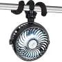 IREENUO Portable Fan, 2500mAh Battery Operated Stroller Fan with Flexible Tripod, 3 Speed 360° Rotatable Mini Handheld Fan with LED Lights for Camping Outdoor
