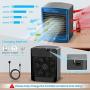 Portable Air Conditioner Cooling Fan Mini Rechargeable Blast Personal Air Cooler Evaporative AC Unit Cordless Desktop Fan with 4 Speeds Motion Sensor for Small Room Home Office Camping(Blue)