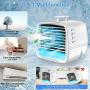 Portable Air Conditioner, Personal Air Cooler Mini Evaporative Cooling Fan, Small Space Air Conditioner with Hidden Handle, 3 Wind Speeds, 3 Spray Modes and 7 Night Lights for Room, Office,Home and Travel