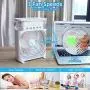 NTMY Portable Air Conditioner Fan, Mini Evaporative Air Cooler with 7 Colors LED Light, 1/2/3 H Timer, 3 Wind Speeds and 3 Spray Modes for Office, Home, Travel (White)