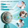 smartelf Handheld Fan, 4800mAh Battery Operated Mini Portable Personal Cooling Fan USB Rechargeable Wearable Hanging Neck Fans for Women Men, Multi-Functional, 6-20 Hours Strong Airflow 3 Speeds-Green