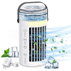 Personal Air Cooler Fan Portable Air Conditioner Fan Small Room Air Conditioner Evaporative Cooling Fan Mini Air Conditioner For Bedroom Desktop Air Conditioner for Office(with adapter)