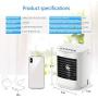 4 in 1 Portable Air Conditioner / 7 Night Lights/USB Fan/Portable Air Cooler/Purification Humidifier/with Handle 3 Speed Adjustable Quiet Misting Desk Fan