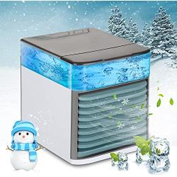 Portable Air Conditioner Fan - USB Powered Air Cooler Unit, Personal Space AC Fan with Humidifier and Purifier Function, 7 LED Lights, 3 Speeds for Home, Office, Bedroom, Camping and Car