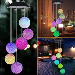 Jeopace Solar Wind Chimes,Crystal Ball Wind Chimes for Decoration Outdoor Indoor,Waterproof Wind Chime for Home/Party/Yard/Garden Decoration,Gifts for Mom,Wife, Grandma,Christmas(Crystal Ball)