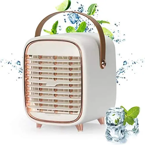 Portable Air Conditioner, Small Battery Powered Desktop Air Conditioners Fan with Handle, Cordless Personal Air Cooler with 3 Speeds for Small Room Office Dorm and Outdoor(White) Portable Air Conditioner, Small Battery Powered Desktop Air Conditioners Fan with Handle, Cordless Personal Air Cooler with 3 Speeds for Small Room Office Dorm and Outdoor(White)