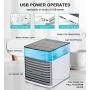 Portable Air Conditioner - Personal AC Unit, USB Rechargeable Air Cooler with Humidifier and Purifier Function, 3 Wind Speeds, 7 Led Lights Mini Air Conditioner for Home, Bedroom, Office, Camping and Car