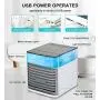 Portable Air Conditioner Fan - USB Powered Air Cooler Unit, Personal Space AC Fan with Humidifier and Purifier Function, 7 LED Lights, 3 Speeds for Home, Office, Bedroom, Camping and Car