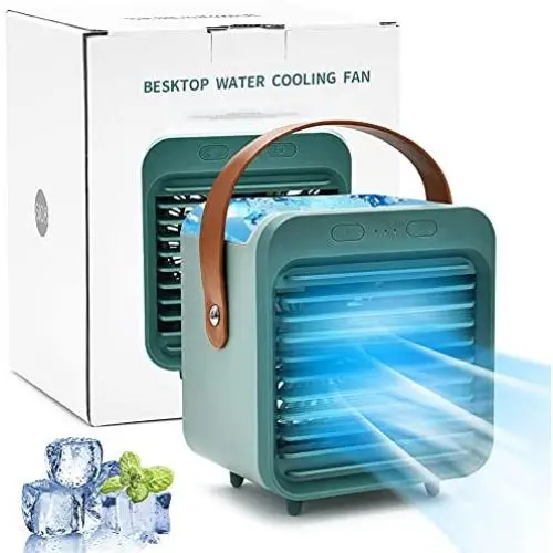 Portable Air Conditioner Rechargeable Evaporative Air Conditioner Fan Mini Air Conditioner Humidifier Atomizing Fan 3-in-1 With Leather Handle 3-Speed Adjustable Suitable for Office Home Camping and Outdoor Activities Portable Air Conditioner Rechargeable Evaporative Air Conditioner Fan Mini Air Conditioner Humidifier Atomizing Fan 3-in-1 With Leather Handle 3-Speed Adjustable Suitable for Office Home Camping and Outdoor Activities